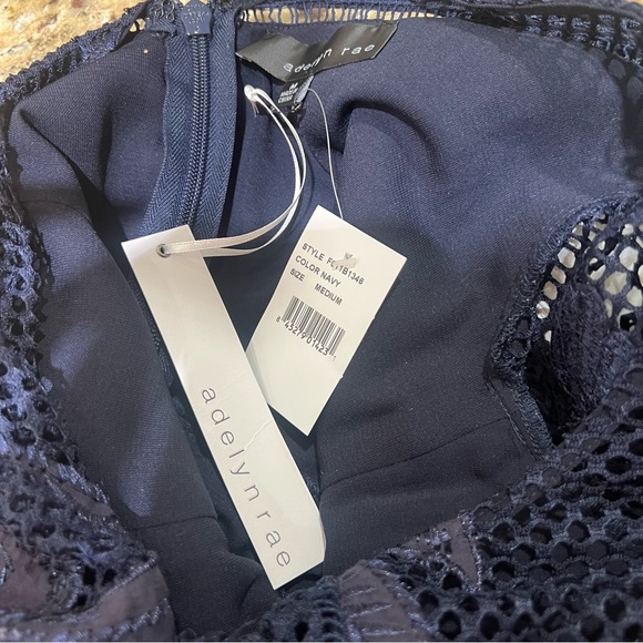 Adelyn Rae Navy Lace Floral Romper Medium - Picture 7 of 10